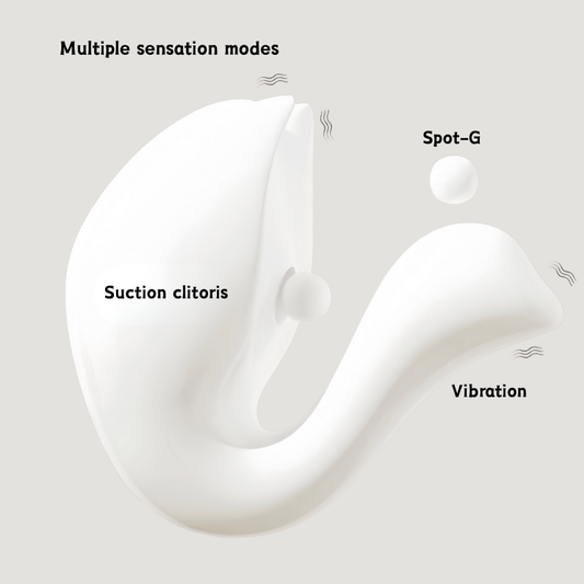 Side profile of the elegant swan massager, designed to target multiple pleasure points simultaneously for a full-spectrum, blended experience.
