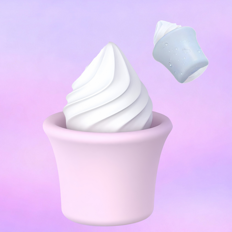 The Ice Cream Swirl personal massager featuring a soft, dual-layer silicone body with realistic texture and elegant curves, placed on a minimalist background.