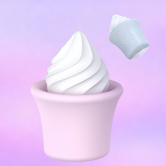 The Ice Cream Swirl personal massager featuring a soft, dual-layer silicone body with realistic texture and elegant curves, placed on a minimalist background.
